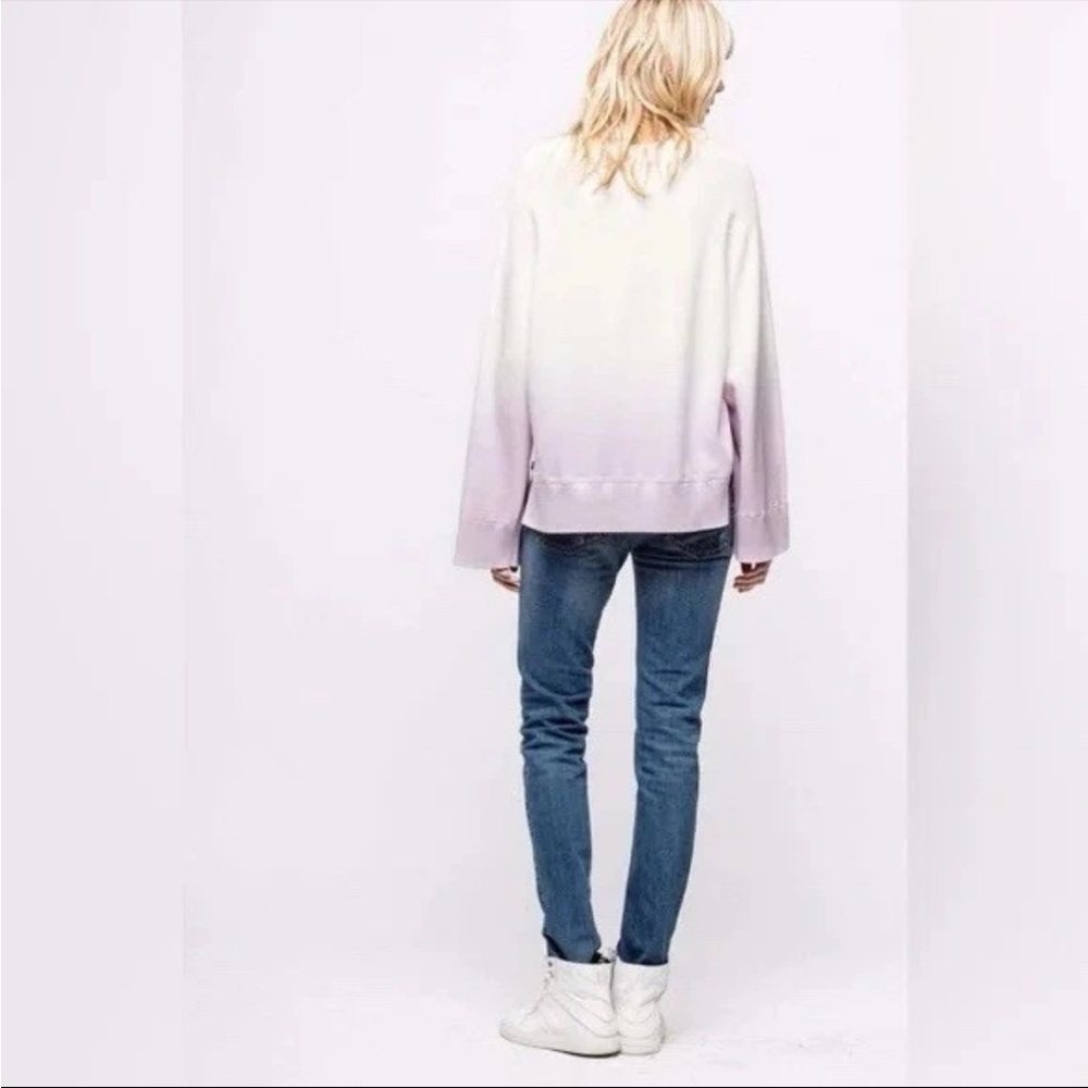 Zadig & Voltaire Lea Lavender Dip Dye Cotton Wide Sleeve Sweater Sz Large - Picture 3 of 8